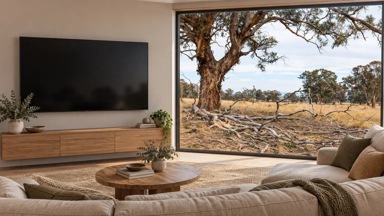 Kenny — Room concept with a wall-mounted TV and a view inspired by Nadjung Mada Nature Reserve.