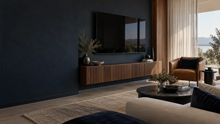 Barton — Generated room concept with a wall-mounted television.
