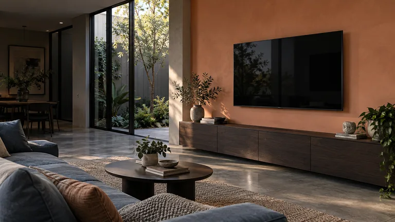 Bonner — Generated room concept with a wall-mounted television.