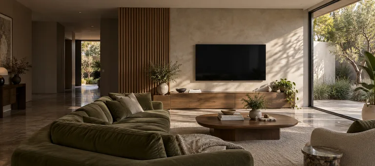 Conder — Generated room concept with a wall-mounted television.