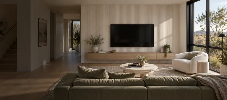 Coombs — Generated room concept with a wall-mounted television.