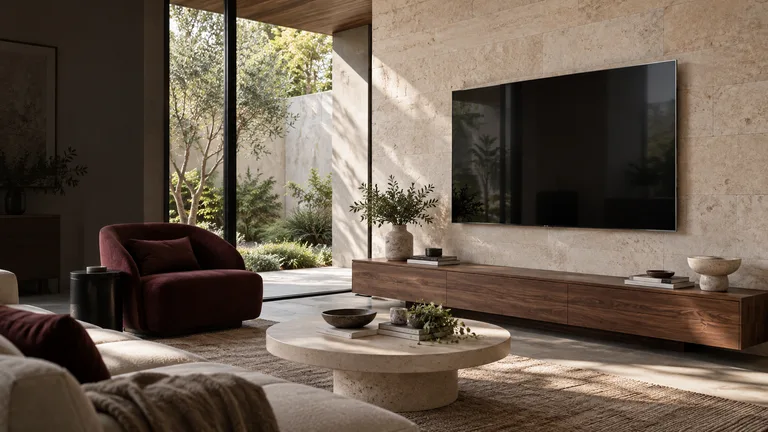 Crace — Generated room concept with a wall-mounted television.