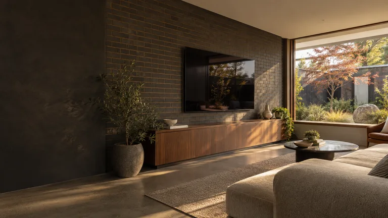 Curtin — Generated room concept with a wall-mounted television.