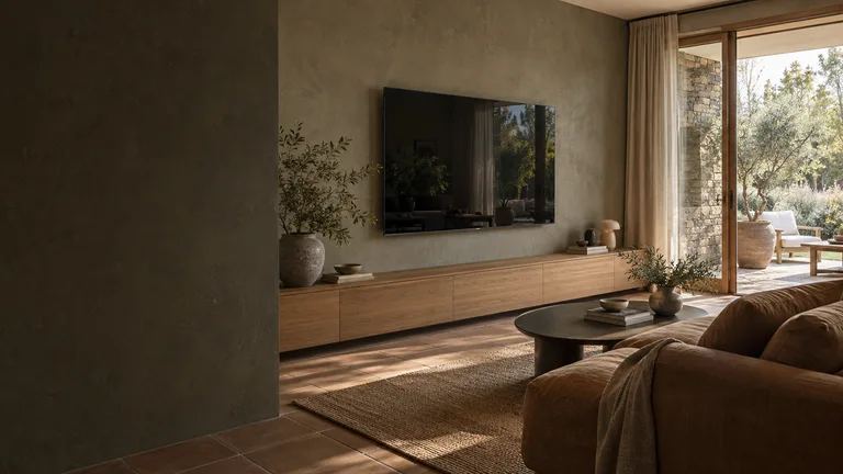 Deakin — Generated room concept with a wall-mounted television.