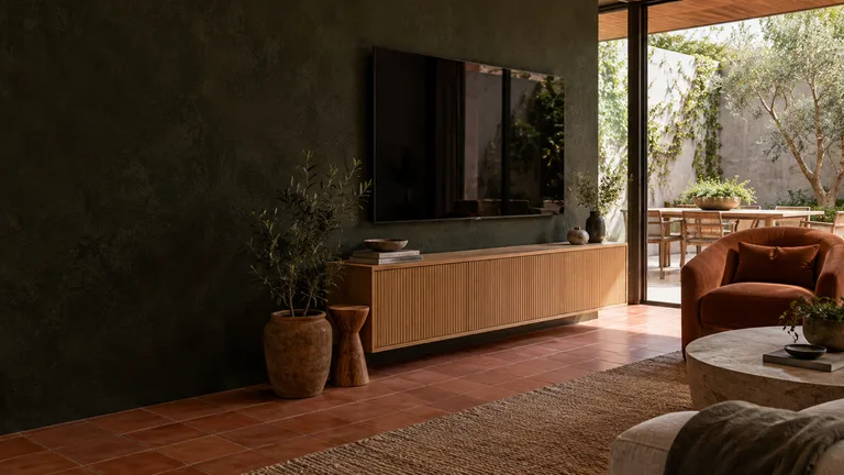 Dickson — Generated room concept with a wall-mounted television.