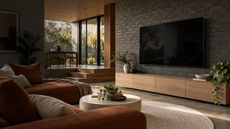 Flynn — Generated room concept with a wall-mounted television.