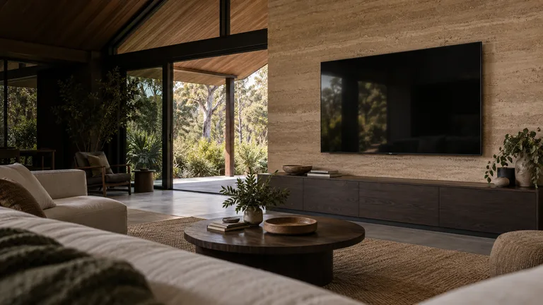 Fraser — Generated room concept with a wall-mounted television.