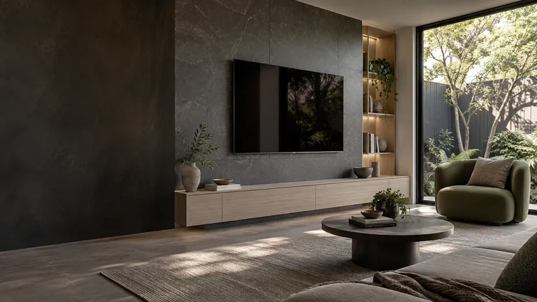 Garran — Generated room concept with a wall-mounted television.