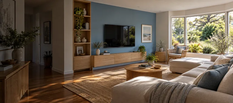 Gilmore — Generated room concept with a wall-mounted television.