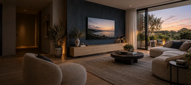 Greenway — Generated room concept with a wall-mounted television.
