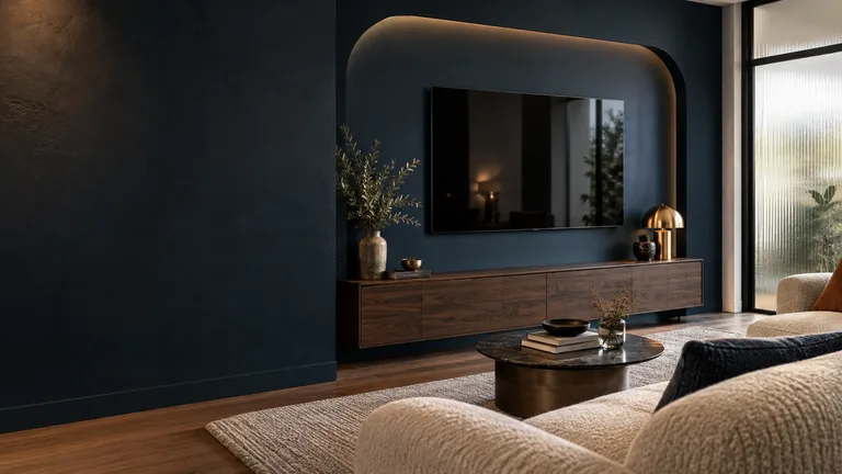 Griffith — Generated room concept with a wall-mounted television.