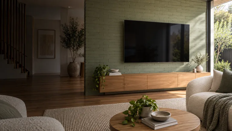 Harrison — Generated room concept with a wall-mounted television.