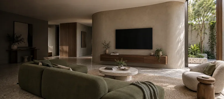 Holder — Generated room concept with a wall-mounted television.