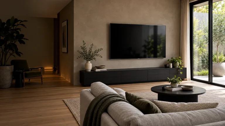 Holt — Generated room concept with a wall-mounted television.