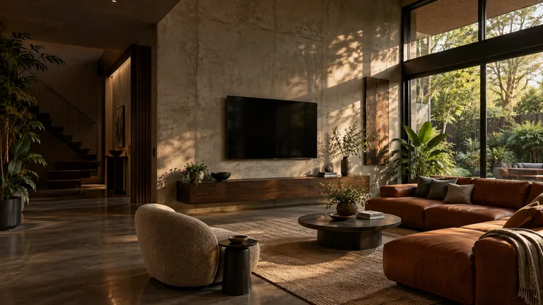 Hume — Generated room concept with a wall-mounted television.