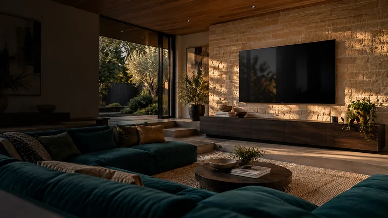 Kaleen — Generated room concept with a wall-mounted television.