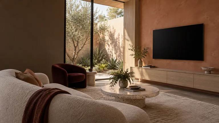 Kenny — Generated room concept with a wall-mounted television.