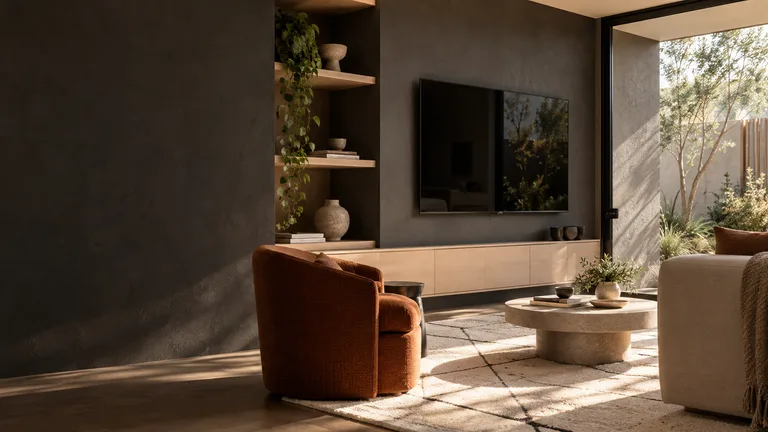 Lyneham — Generated room concept with a wall-mounted television.