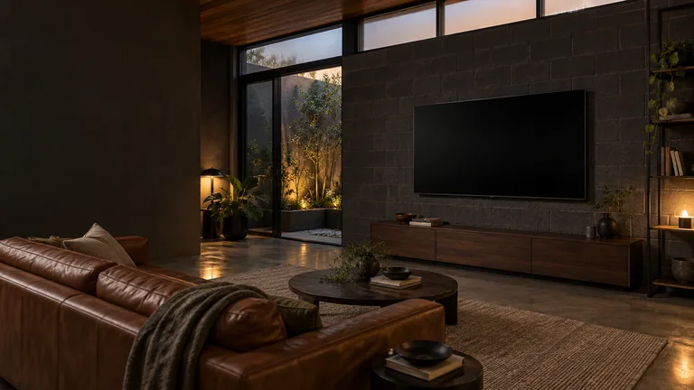 Mitchell — Generated room concept with a wall-mounted television.