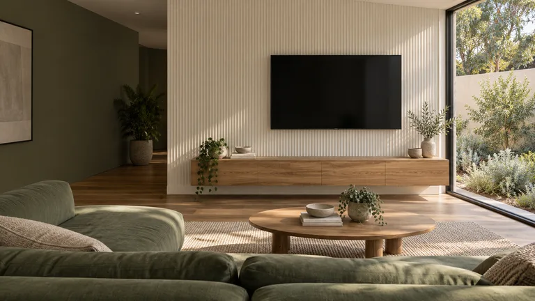 Moncrieff — Generated room concept with a wall-mounted television.