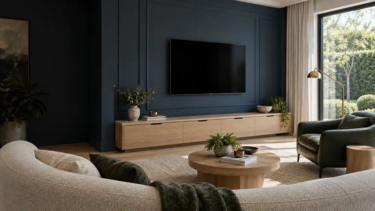 Nicholls — Generated room concept with a wall-mounted television.