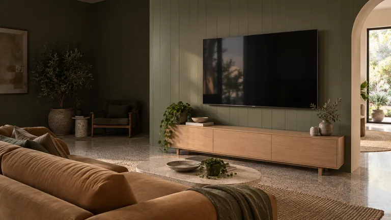 Page — Generated room concept with a wall-mounted television.