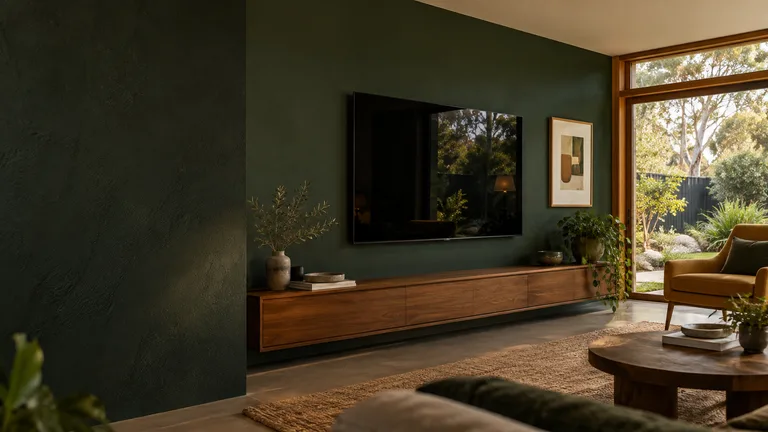 Pearce — Generated room concept with a wall-mounted television.