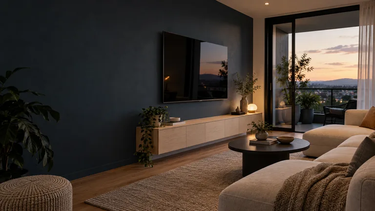Phillip — Generated room concept with a wall-mounted television.
