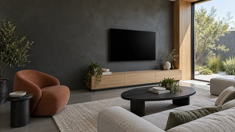 Taylor — Generated room concept with a wall-mounted television.