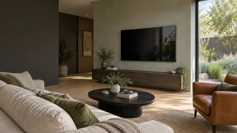 Throsby — Generated room concept with a wall-mounted television.